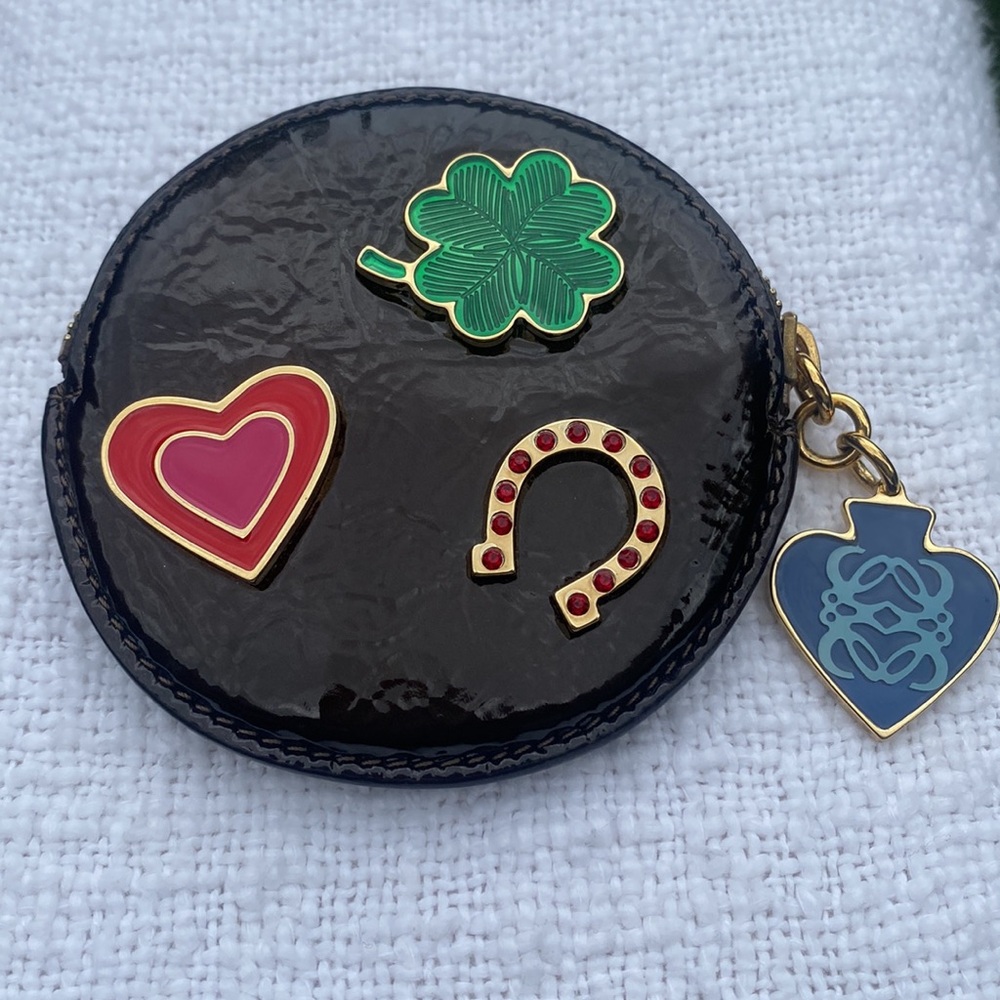 Loewe Round Coin Shiny Zip Pouch Good Luck Charm!